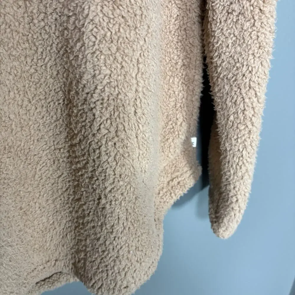 Koolaburra By UGG Woman's Tan Teddy Sherpa Quarter Zip Jacket - Size Medium